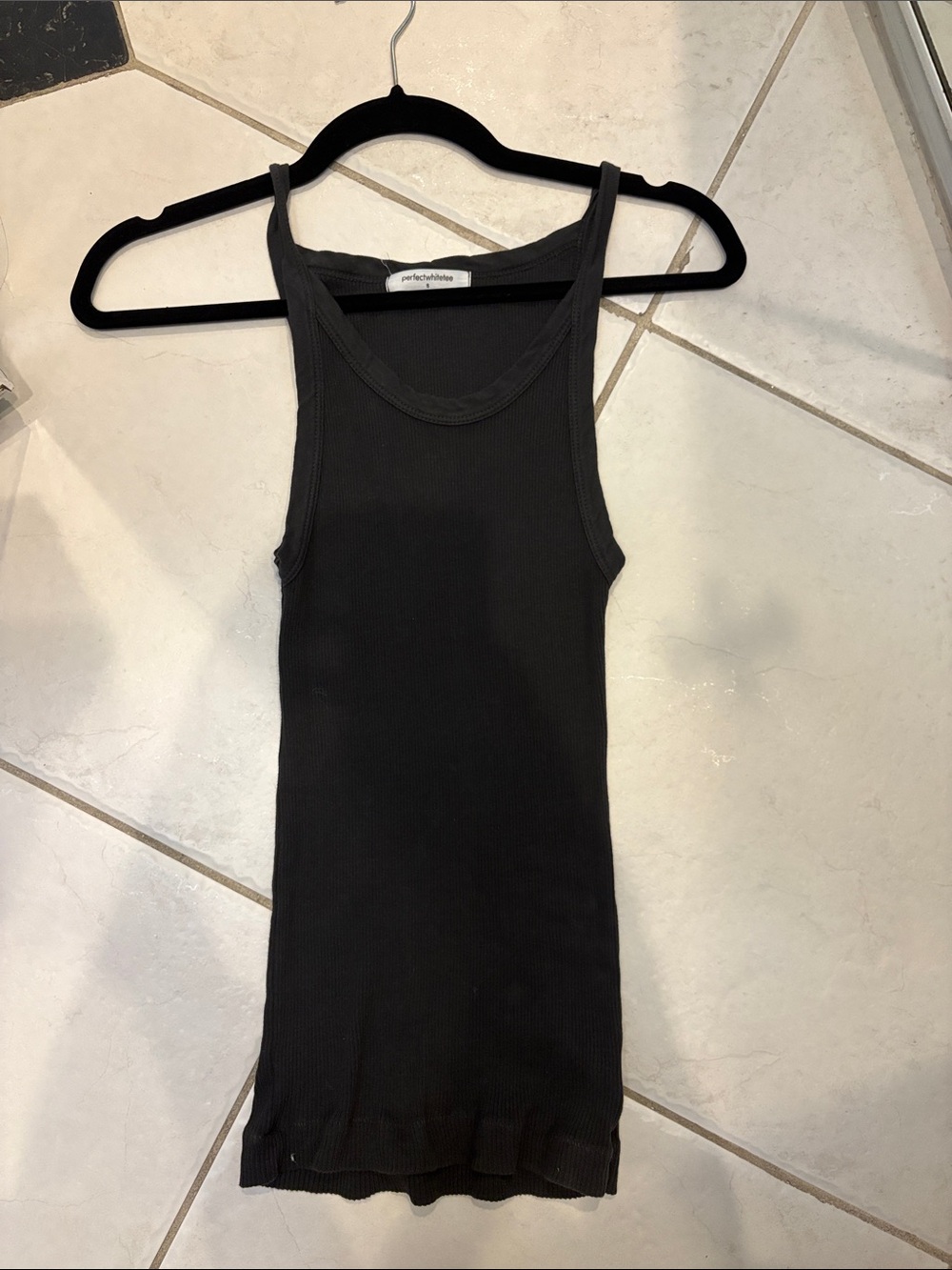 perfectwhitetee Black Ribbed Tank